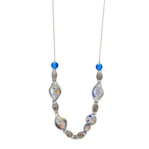 Elegant Silver and Blue Beaded Necklace